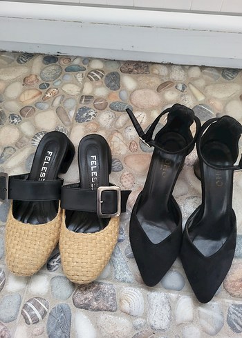 Zara Siyah Hasır Tokalı Topuklu Kadın Ayakkabı