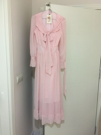 Vintage Midi Boy pembe elbise 