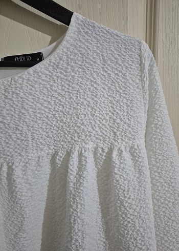 Beyaz Bohem Uzun Kollu Midi Elbise Tunik - Görsel 5