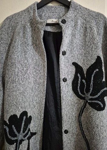 Gri Nakışlı Uzun Kaban - Görsel 2