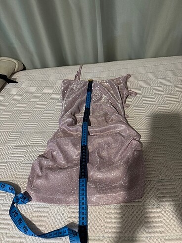 xs Beden pembe Renk Simli sırt dekolteli mini elbise