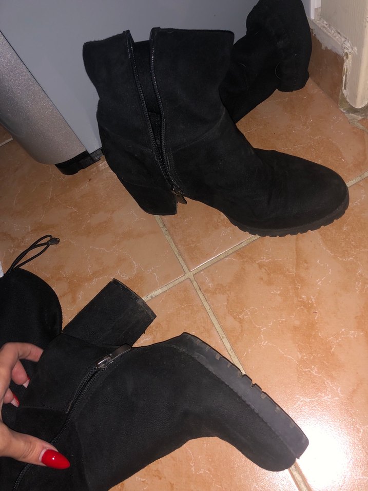 Siyah Çorap Çizme Süet Dizüstü Topuklu Bot - Görsel 2