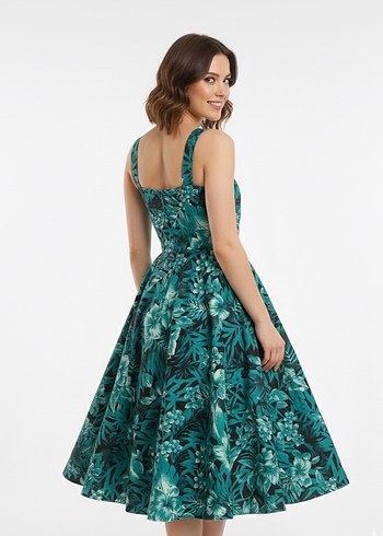 Zara Yeşil Desenli Midi Elbise - Görsel 2