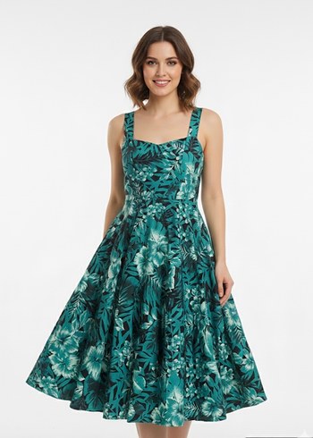 Zara Yeşil Desenli Midi Elbise - Görsel 3