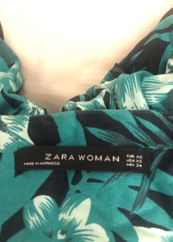 Zara Yeşil Desenli Midi Elbise - Görsel 4