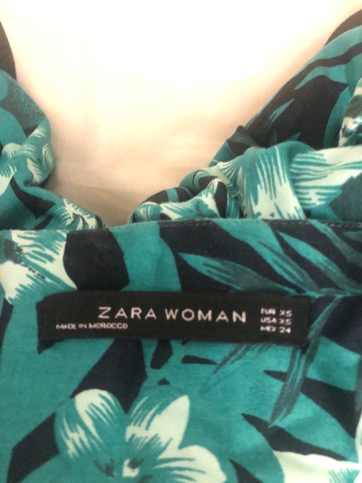 Zara Yeşil Desenli Midi Elbise - Görsel 4