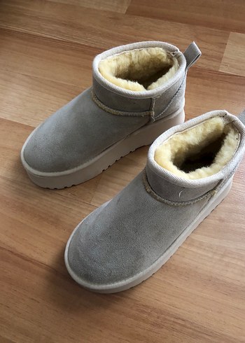 Bej Süet Tüylü Dolgu Topuk Kadın Bot - Görsel 2