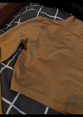 Bej Kadın Boğazlı Uzun Kollu Crop Kazak - Görsel 2