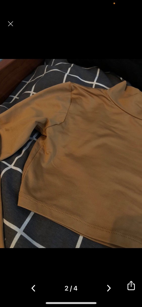 Bej Kadın Boğazlı Uzun Kollu Crop Kazak - Görsel 2