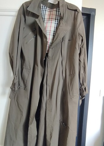 Haki Kadın Uzun Keten Trençkot - Görsel 5