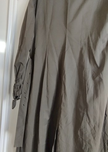 Haki Kadın Uzun Keten Trençkot - Görsel 3