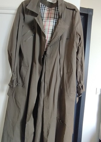 Haki Kadın Uzun Keten Trençkot - Görsel 4