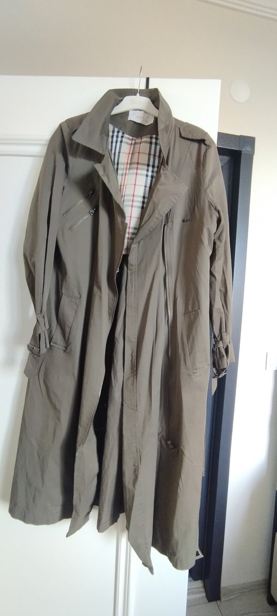 Haki Kadın Uzun Keten Trençkot - Görsel 5