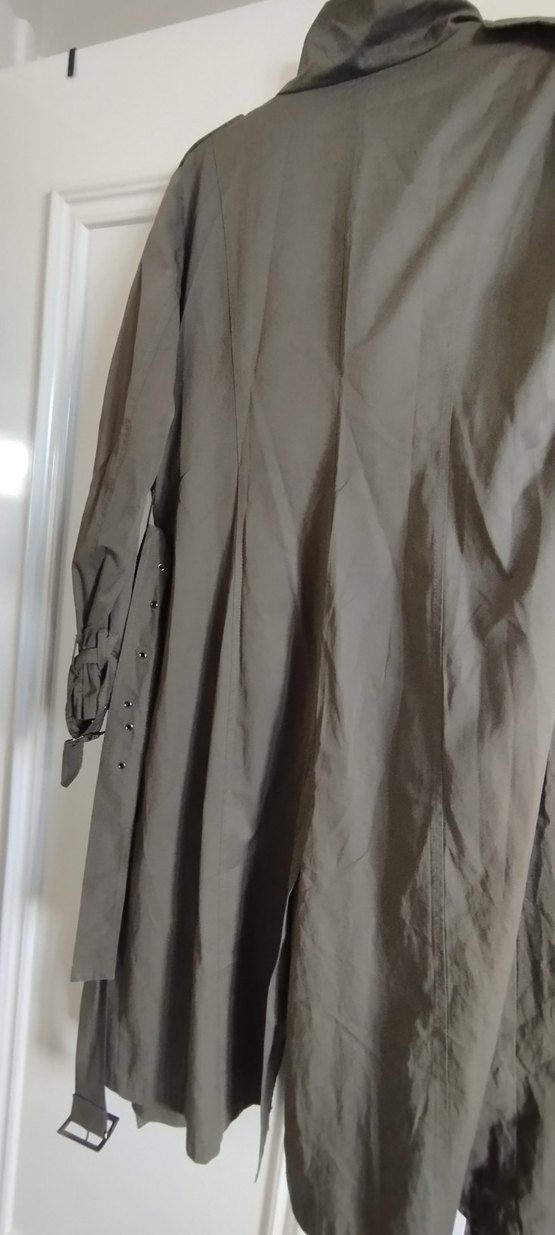 Haki Kadın Uzun Keten Trençkot - Görsel 3