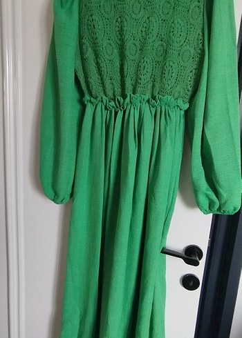 dantel detay uzun elbise - Görsel 4