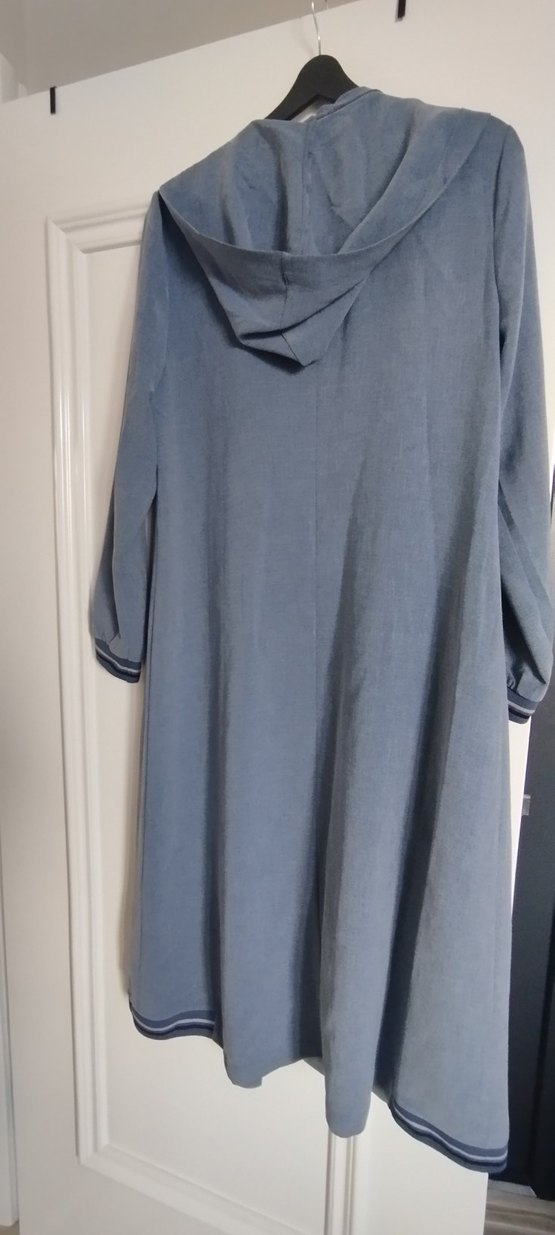 Uzun Kesim Kadın Keten Kaban - Görsel 2