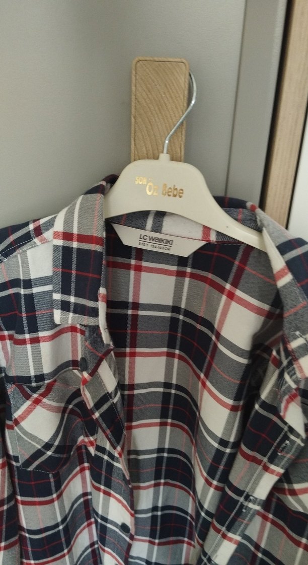 Düğmeli Gri Ekose Uzun Kollu çocuk gömlek 9/10 yaş - Görsel 2