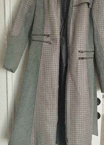 Gri yarım Kabanı Fermuarlı - Görsel 3