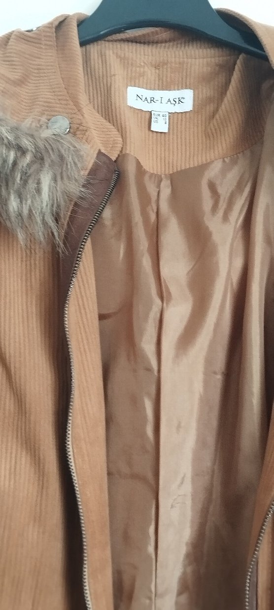 Kahverengi Uzun Süet Kürklü Kadın Kaban - Görsel 4