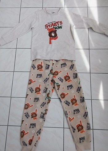 LC Waikiki Erkek Çocuk Gri Baskılı Uzun Kollu Pijama Takımı