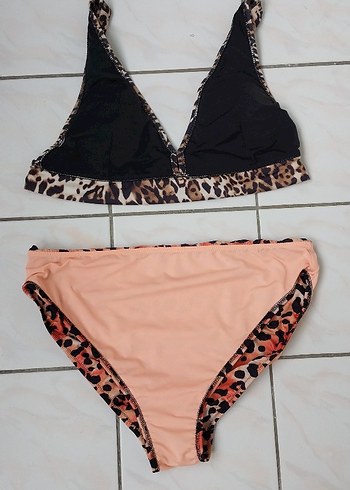 xl Beden Leopar Desenli Mini Bikini Takımı