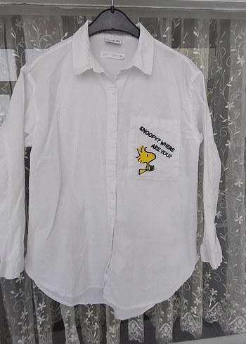 Beyaz Uzun Kollu Pamuklu Gömlek - Görsel 4