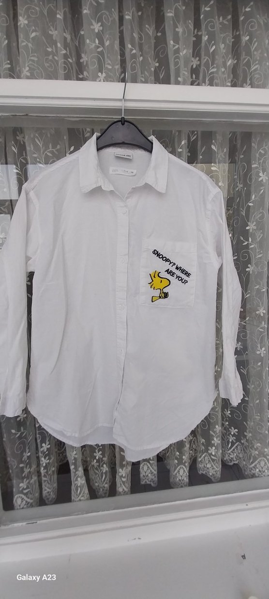 Beyaz Uzun Kollu Pamuklu Gömlek - Görsel 4