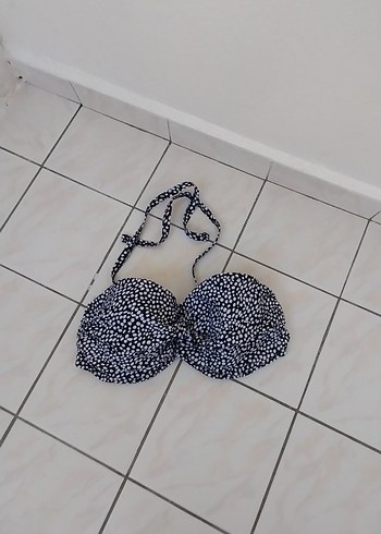 Beyaz Siyah Mini Yılan Desenli Bikini Üstü - Görsel 3