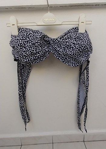 Beyaz Siyah Mini Yılan Desenli Bikini Üstü - Görsel 5