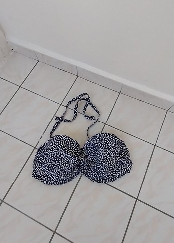 Beyaz Siyah Mini Yılan Desenli Bikini Üstü - Görsel 2
