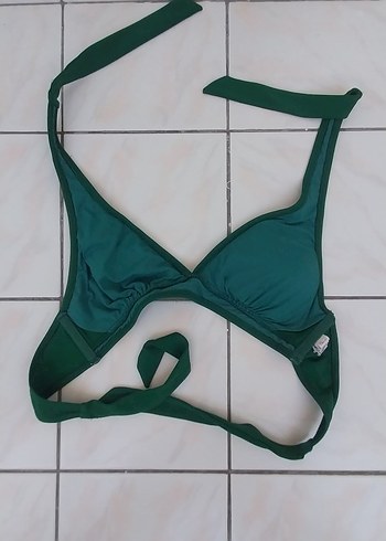 Yeşil Drapeli Mini Straplez Bikini Üstü - Görsel 5