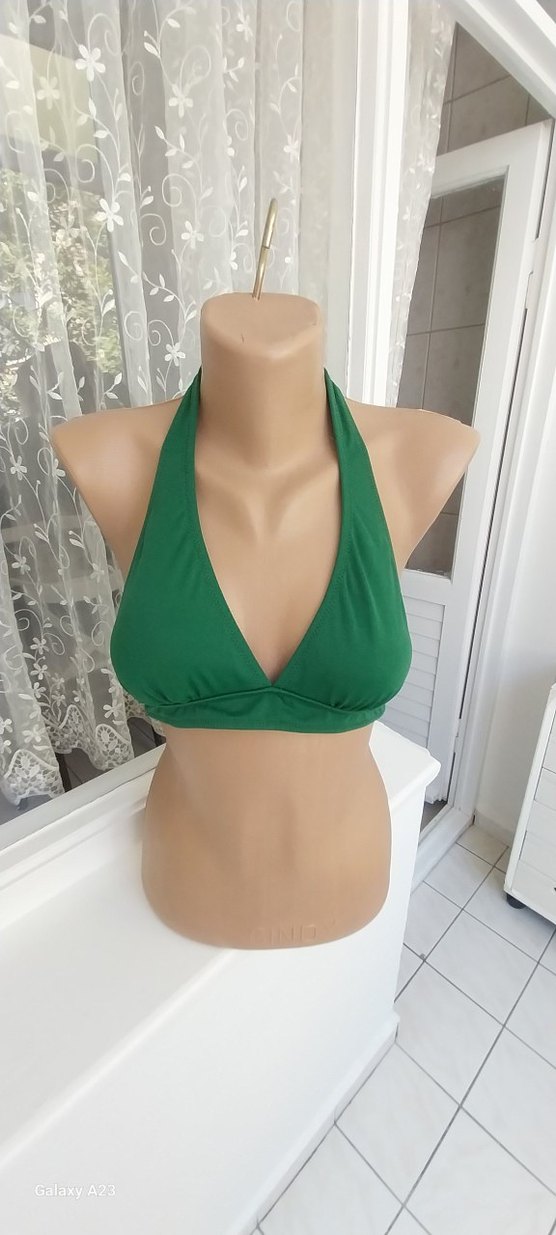 Yeşil Drapeli Mini Straplez Bikini Üstü - Görsel 2