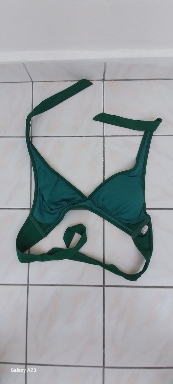 Yeşil Drapeli Mini Straplez Bikini Üstü - Görsel 4