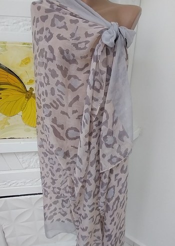 Gri Bohem Tarzı Drapeli Kadın Pareo - Görsel 3