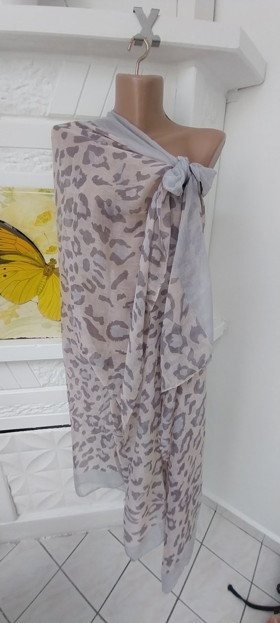 Gri Bohem Tarzı Drapeli Kadın Pareo - Görsel 2