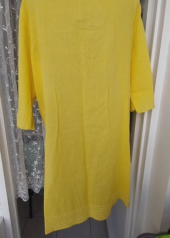 Sarı V Yakalı Nakışlı Bohem pareo - Görsel 3