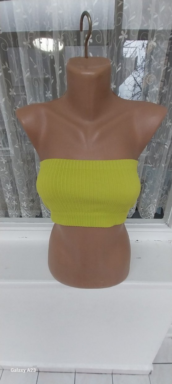 Sarı Straplez Triko Bustiyer - Görsel 2