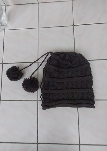 Gri Örgü Bohem Kadın Bere - Görsel 7