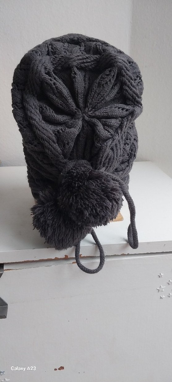 Gri Örgü Bohem Kadın Bere - Görsel 2