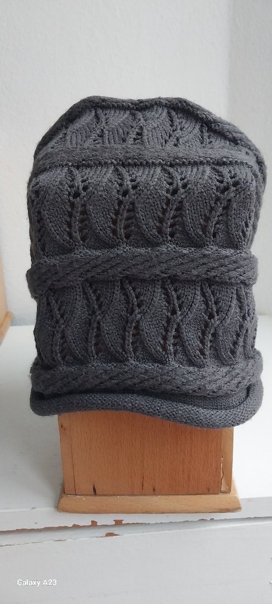 Gri Örgü Bohem Kadın Bere - Görsel 4