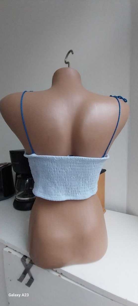 Nakışlı Beyaz Bohem Straplez Mini Bustiyer - Görsel 5