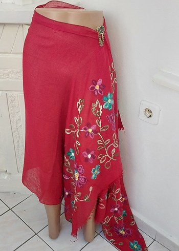 Kadın Kırmızı pareo - Görsel 6