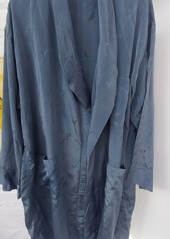 Uzun Kollu, Bol Kesim Mavi erkek Sabahlık - Görsel 6