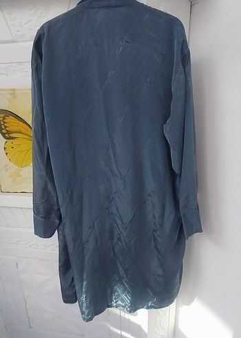 Uzun Kollu, Bol Kesim Mavi erkek Sabahlık - Görsel 8