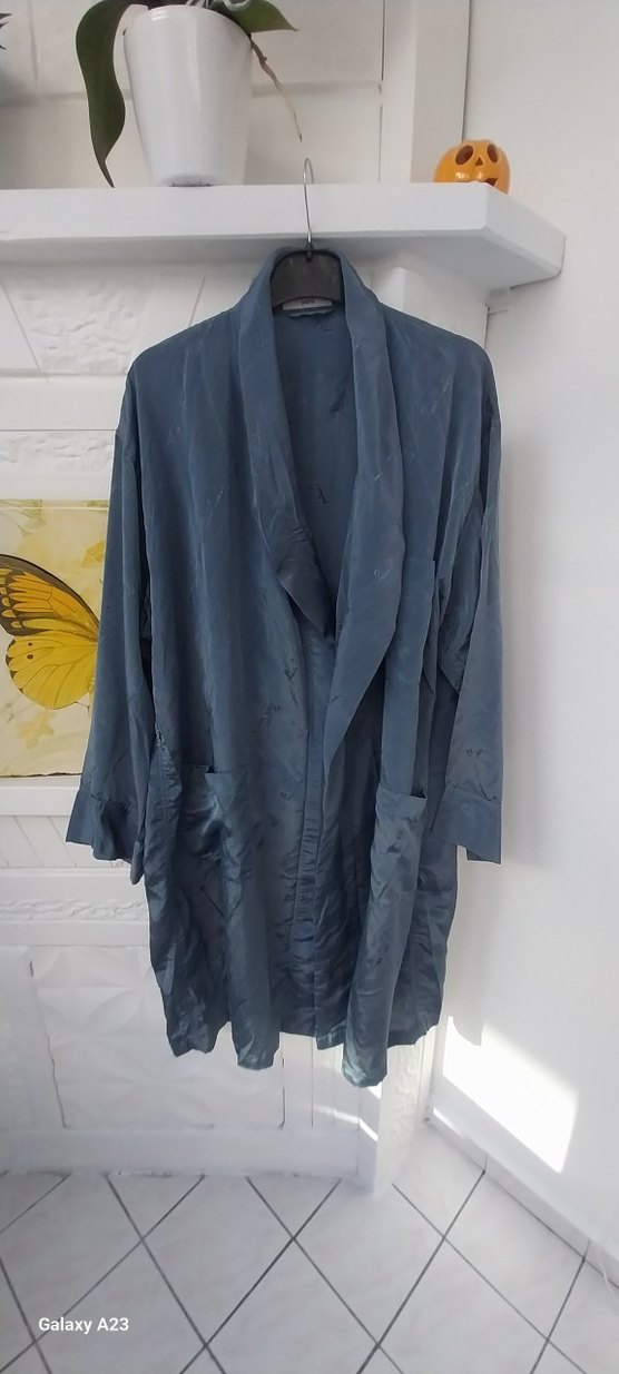 Uzun Kollu, Bol Kesim Mavi erkek Sabahlık - Görsel 2