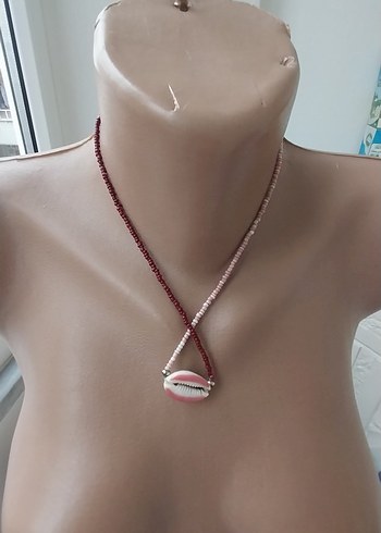 Beden beyaz Renk Beyaz Deniz Kabuğu Detaylı Mini Boncuklu Kolye