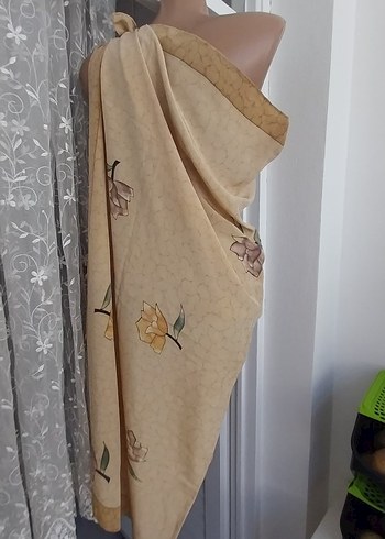 Bej Çiçek Desenli Bohem Uzun Pareo - Görsel 7