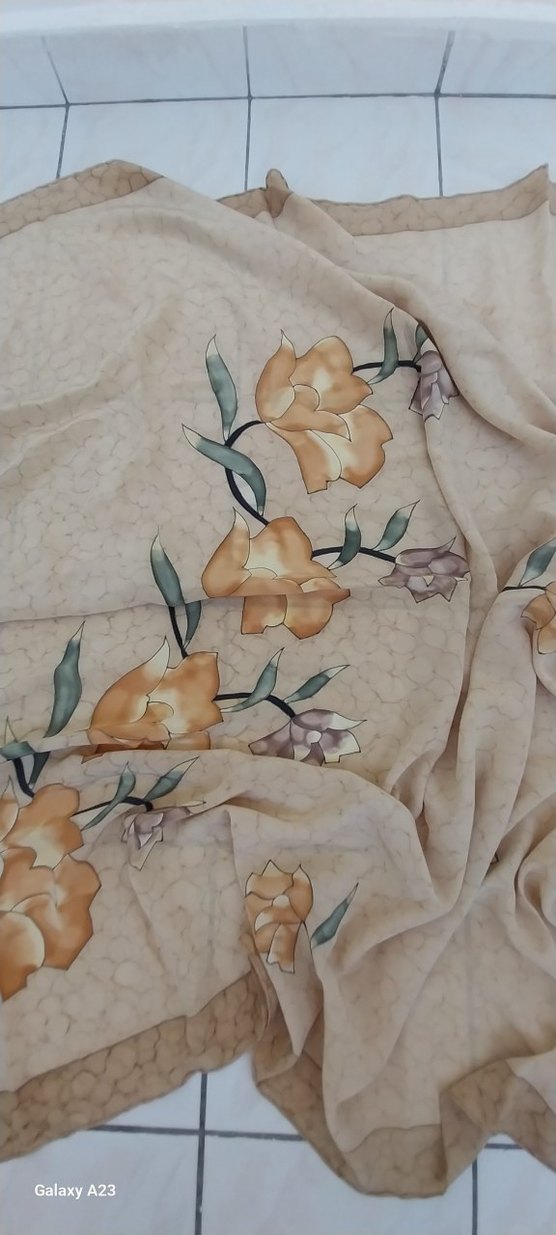 Bej Çiçek Desenli Bohem Uzun Pareo - Görsel 4