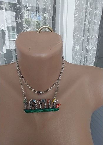 Yılan Desenli Mini Zincir Detaylı Kadın Kolye