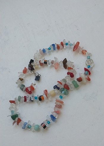 Beden çeşitli Renk Uzun Renkli dogal taşlı akik Bohem Kolye